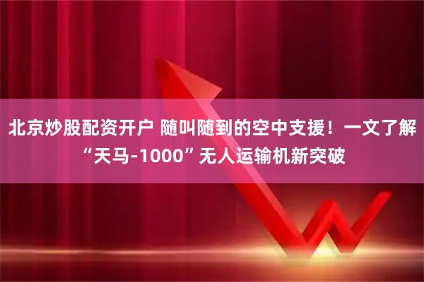 北京炒股配资开户 随叫随到的空中支援！一文了解“天马-1000”无人运输机新突破
